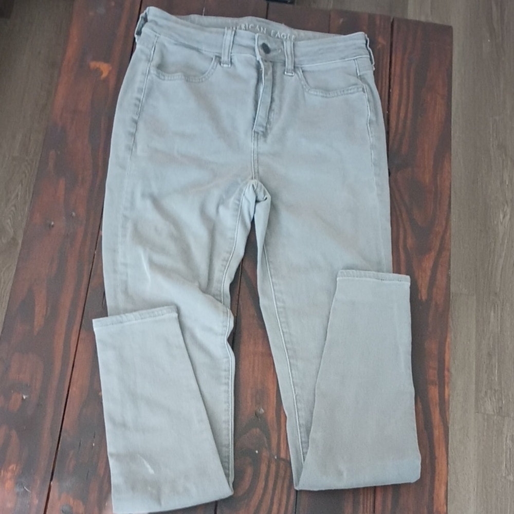 American Eagle Outfitters Green Skinny Jeans Womens Sz 4 Long Next Level Stretch